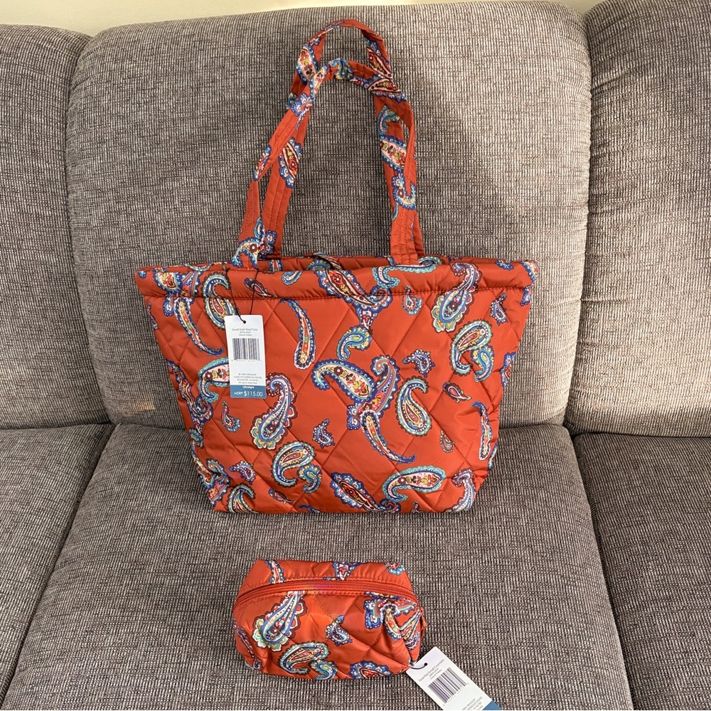 NWT Vera Bradley Small East West Tote & Matching Essential Small Cosmetic Bag